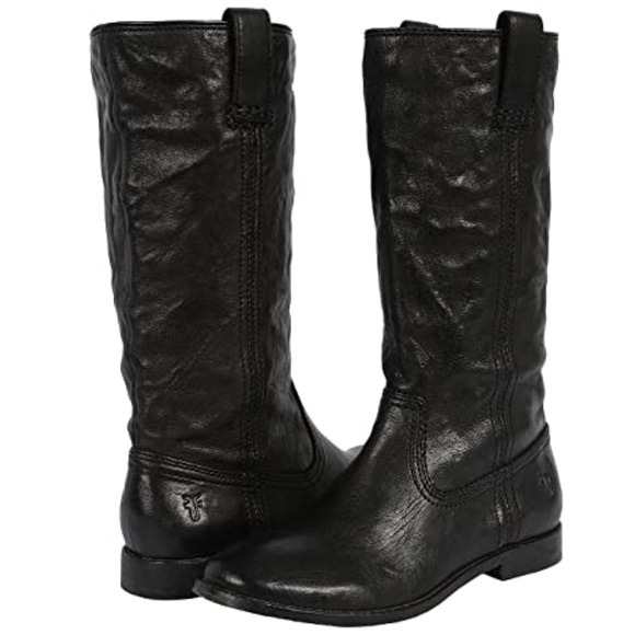 Frye Anna Mid Pull On Cute Leather Knee High Boots - Picture 8 of 11